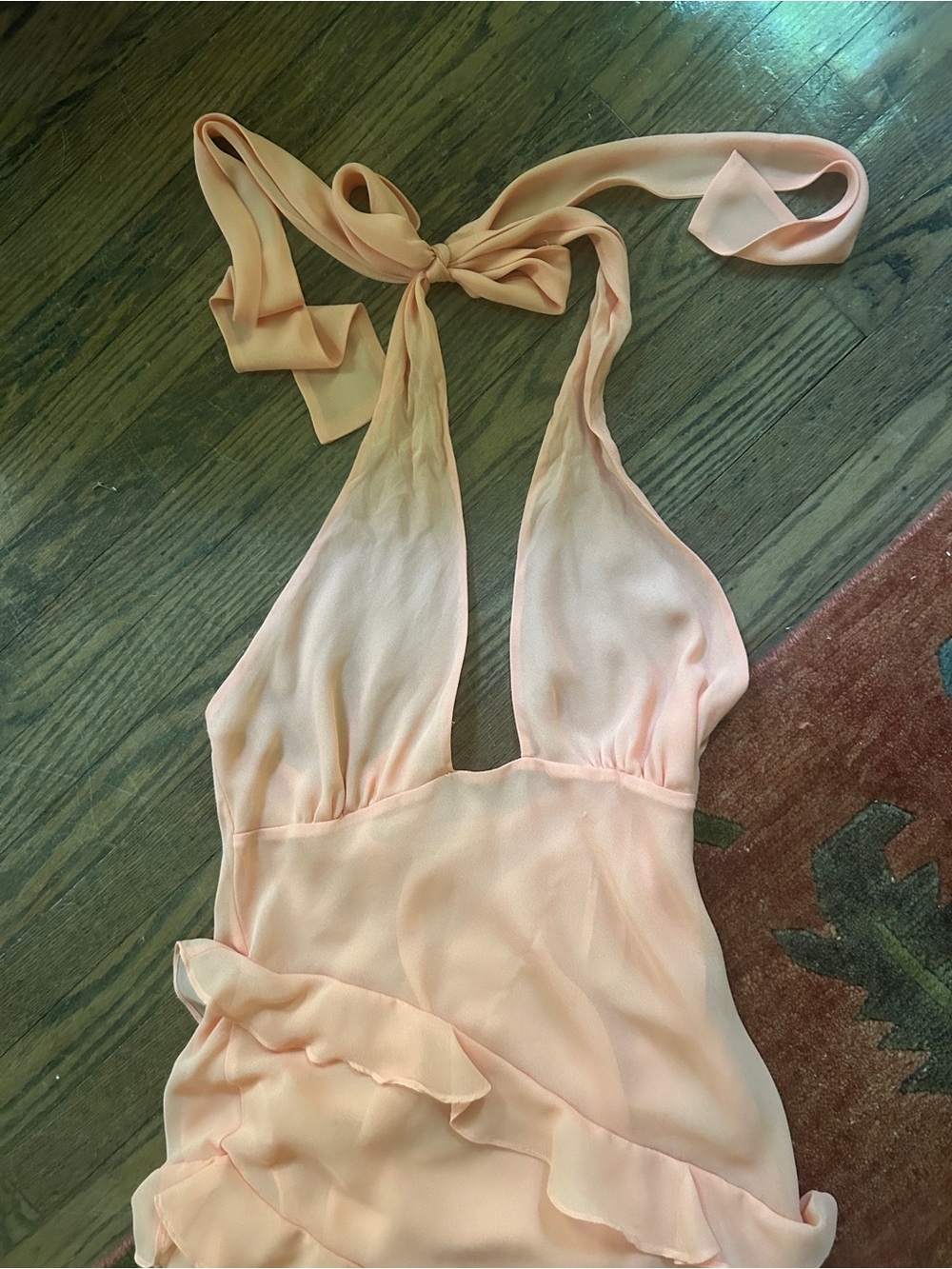 Peach colored Deep plunge backless NUULY Maxi dress